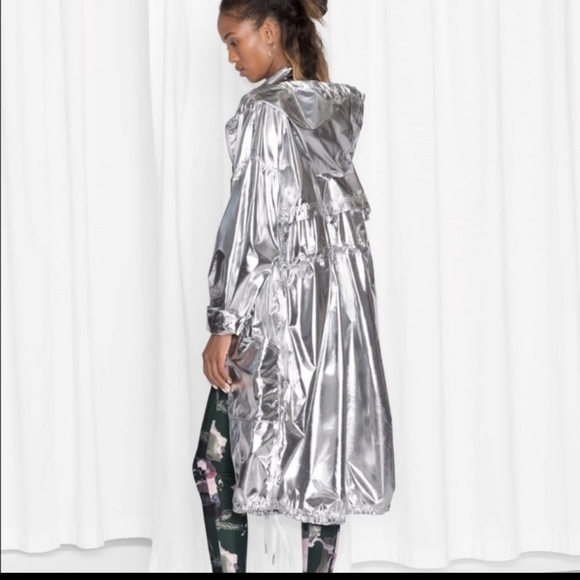 silver metallic raincoat